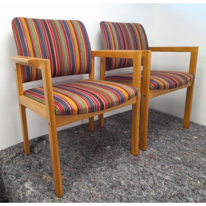 Pair oak chairs stripe Pierre Frey fabric.jpg